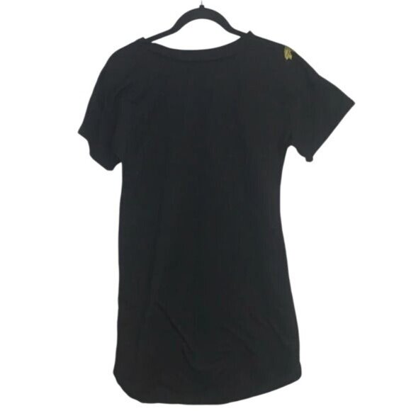 Potters Pot Black Floral Embroidered T-Shirt Dress S/CH Polyester Short Sleeve - Picture 5 of 6